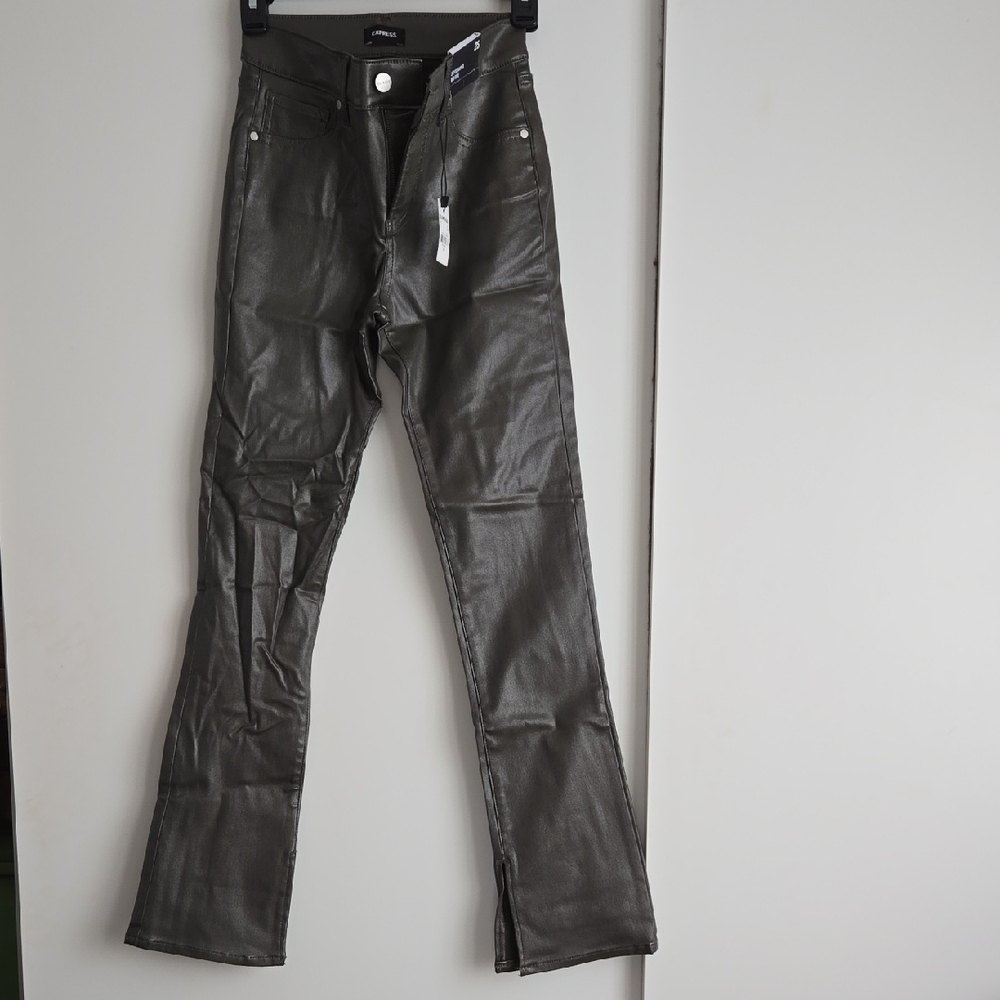 Express Metallic Olive Green Pants